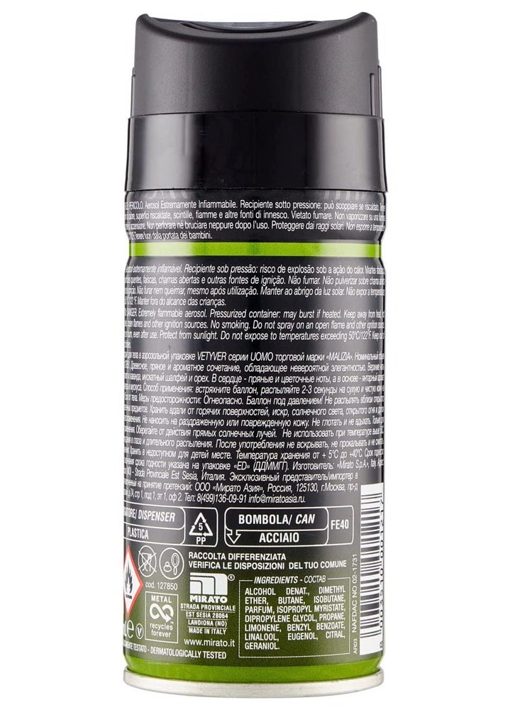 Malizia Malizia Uomo Deo Vetyver Body Spray 150 ml (Pack of 3)  - Image 4