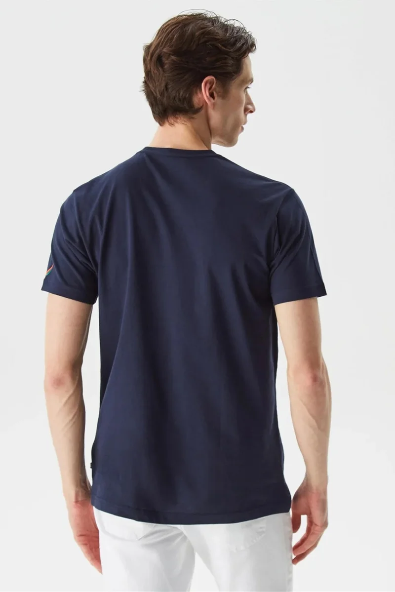نوتيكا 100% Cotton Brand Printed Crew Neck Standard Fit T Shirt Men's T Shirt V35530T 4nv