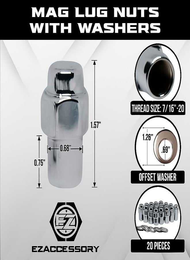 ezaccessory Cragar Standard Mag Lug Nut 7/16"-20 with Offset Washer Pack of 20 8202-780 - Image 2