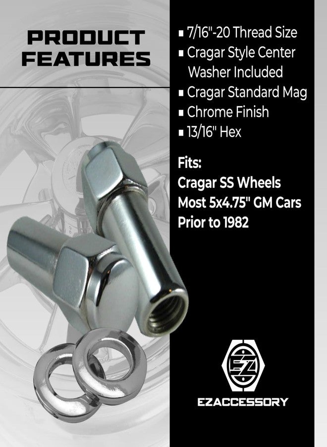 ezaccessory Cragar Standard Mag Lug Nut 7/16"-20 with Offset Washer Pack of 20 8202-780 - Image 3