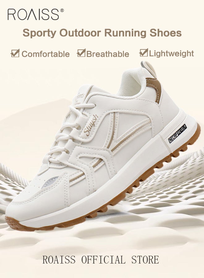 roaiss Women Stylish Chunky Sneakers, Lace up Non Slip Platform Shoes, Low Top Sneakers, Casual Comfy Sports Shoes for Ladies, Suitable for Daily Wear and Outdoor Activities - Image 2