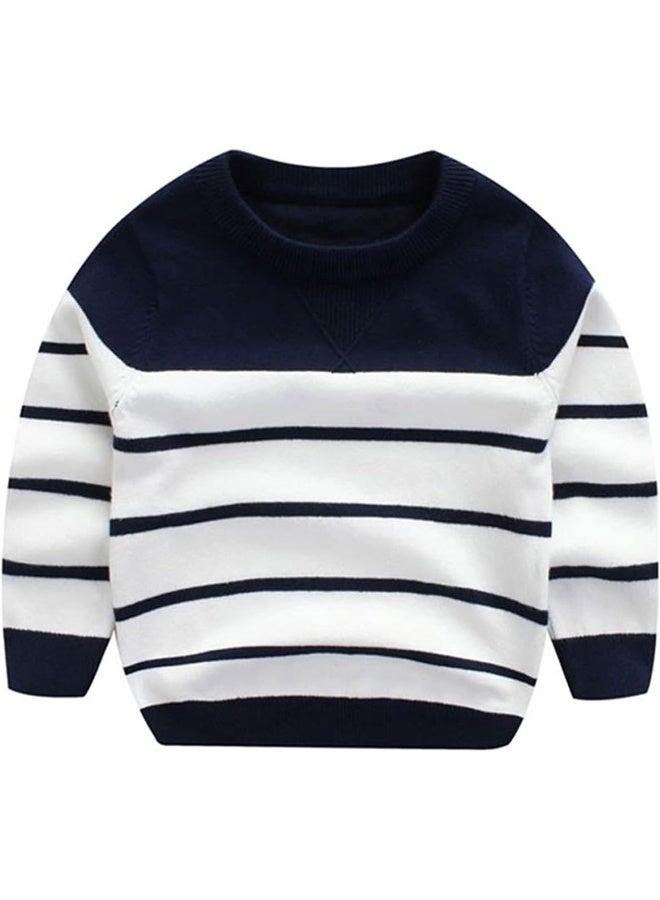 Peecabe Peecabe Kids Boys Cable Knit Sweater Long Sleeve Round Collar Striped Sweatshirt Baby Cotton Pullover Sweater Spring 1-5T - Image 1