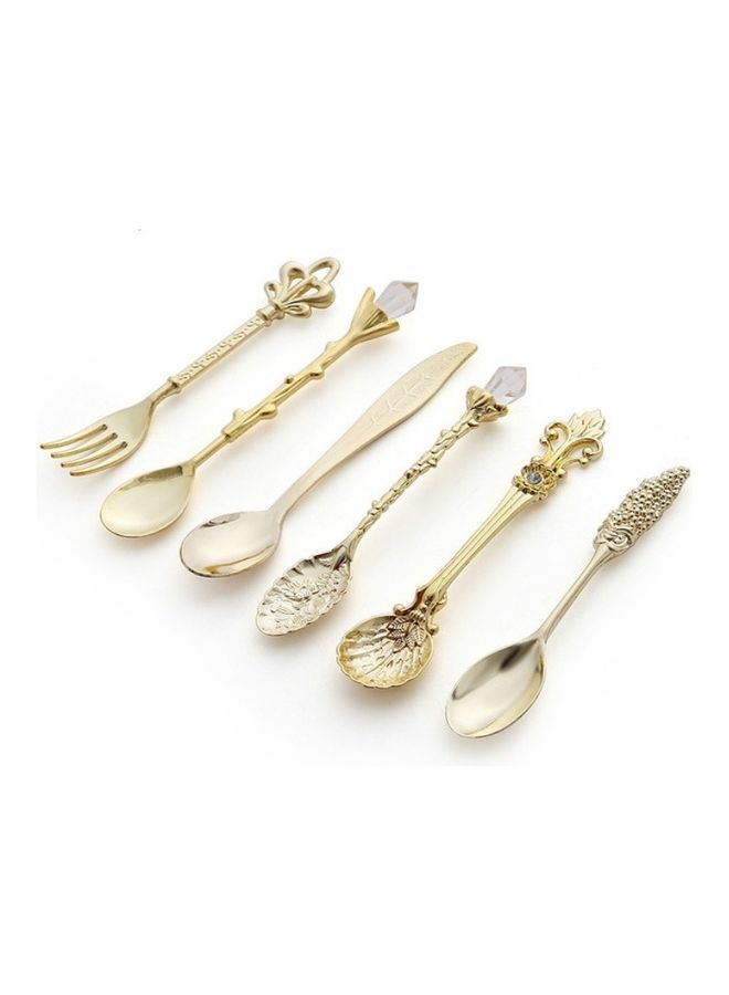 6 Pcs Vintage Mini Dessert Flatware Spoons Set Multicolour 18 x 12 x 12cm - Image 1