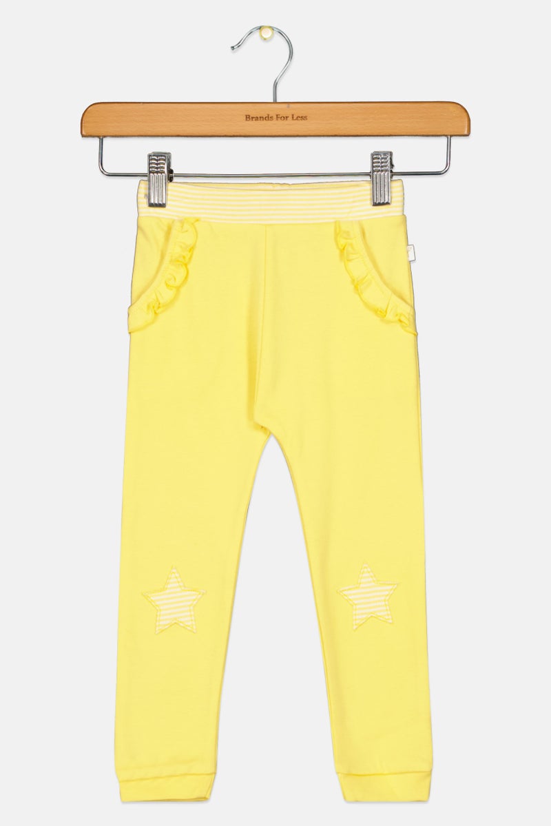Hamleys Toddlers Girl Embroidered Jogger Pants, Yellow - Image 2