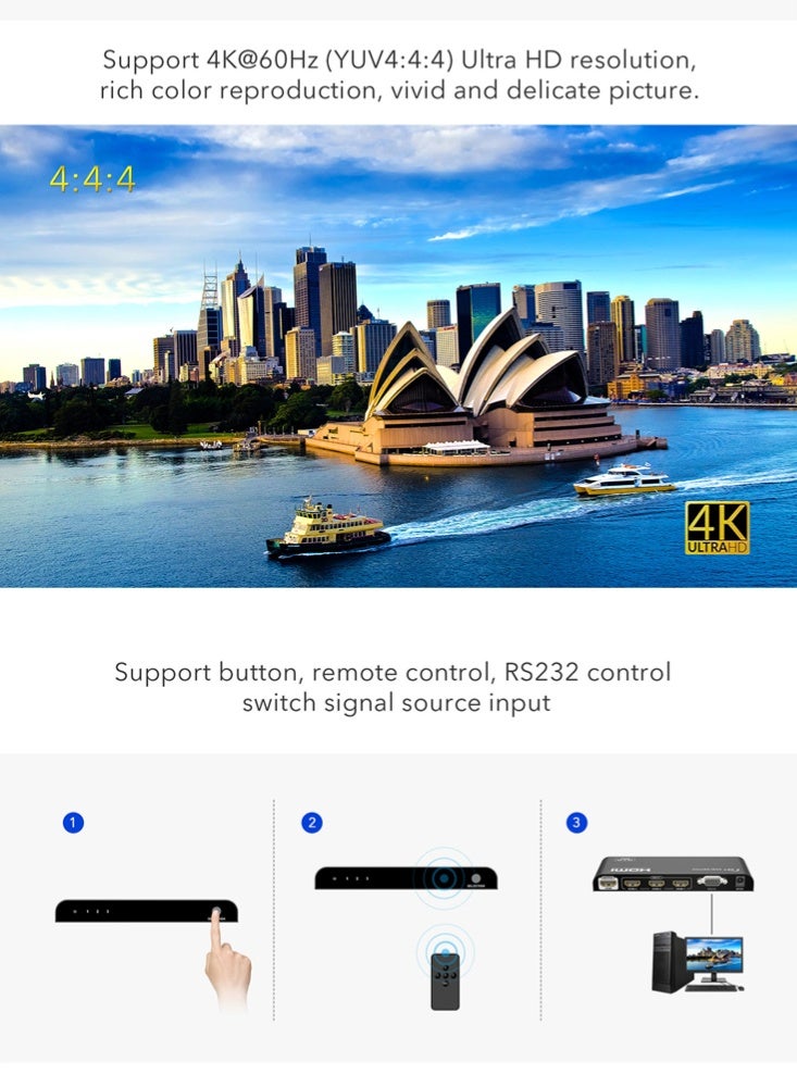 Lenkeng Lenkeng 3x1 HDMI Switch 4K at 60Hz Model LKV301-V2.0  - Image 5