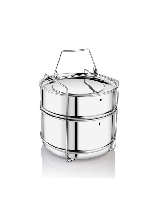 Embassy Stainless Steel Cooker Separator | Suitable for 7.5 litres Prestige Deluxe Plus Outer Lid Pressure Cookers | 2 Containers with Lifter | Dimension - 21.3x21.3x12.8 cm - Image 1