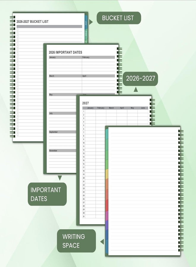 Shoparr Planner 2026-2027 - 2026-2027 Monthly Planner, JUL 2026-DEC 2027, Monthly Planner/Calendar 2026-2027 with Colorful Tabs, 2026-2027 Calendar Planner for Daily Organizing - Waterproof Cover (8" x10", 12 Month Pages & Notes, Moss green) - Image 5