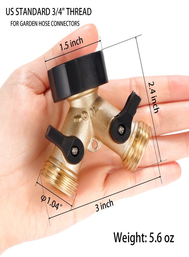 Sanpaint Garden Hose Splitter 2 Way Heavy Duty, Y Connector Brass Garden Hose Adapter, 2 Pack Hose Bib Splitter with 4 Extra Rubber Washers - Image 2