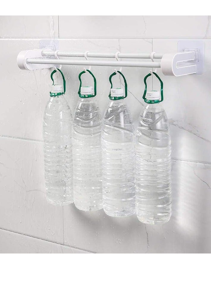 SYOSI 18 Inch Self Adhesive Towel Bar ABS Double Towel Rack Shower Hanger Waterproof and Moistureproof No Drill Strong Adhesion Easy Install Towel Ring Self Adhesive for Bathroom Kitchen Grey - Image 2