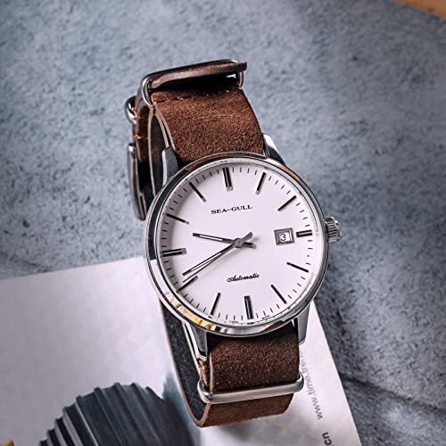 torbollo Suede Leather Watch Band, Style One-Piece Military Watch Strap Vintage Tone 20mm Replacement Wrap for Men Women Coffee - Image 2