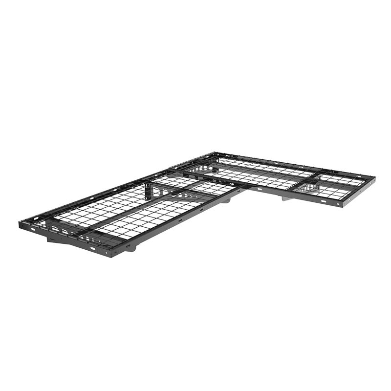 FLEXIMOUNTS 2 Pack 2x4ft Corner Wall Shelving Garage Storage Rack 24x48 inch Floating Shelves 440lbs Total Weight Capacity Black