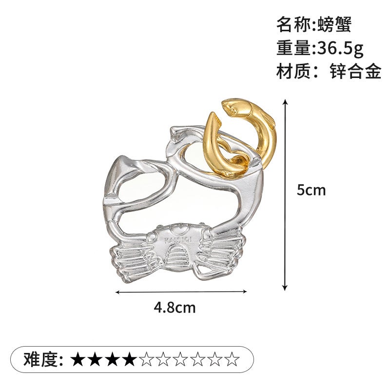 Magic Puzzle Gold Needle Horseshoe Square Lock Unlock Luban Lock Burn Brain Kong Ming Lock Triangle Chain High Iq Take Things - Image 1