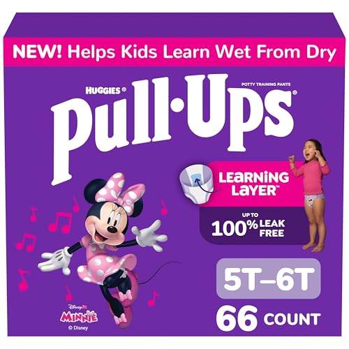 Pull-Ups Girls' Potty Training Pants, Size 5T-6T Training Underwear (46+ lbs), 66 Count - Image 1