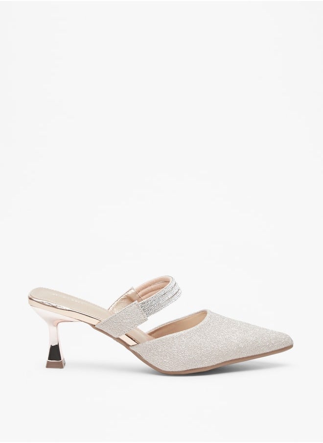 Flora Bella - Women's Embellished Slip-On Mules with Flared Heels - Image 1