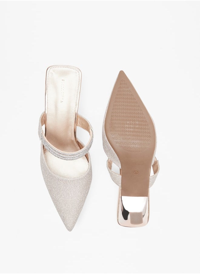 Flora Bella - Women's Embellished Slip-On Mules with Flared Heels - Image 1
