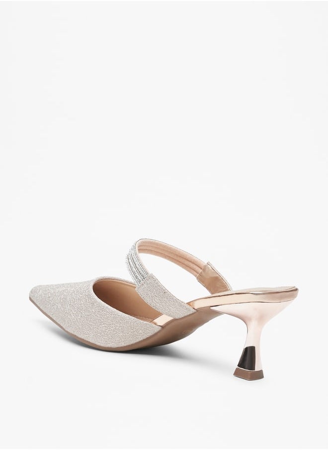 Flora Bella - Women's Embellished Slip-On Mules with Flared Heels - Image 1