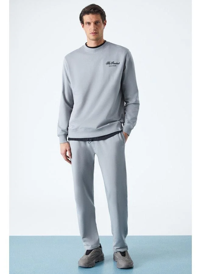 GRIMELANGE ALPHARA Men's Organic Cotton Regular Gray Sweatpants.