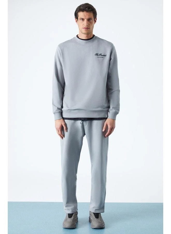 GRIMELANGE ALPHARA Men's Organic Cotton Regular Gray Sweatpants.
