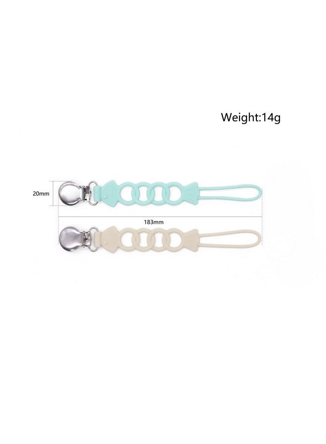 Bebe Mondo Pacifier Clip for Baby Boy Girl Pacifier Holder Silicone Pacifier Clips for Boys Girls Newborn Birthday Baby Shower Soothie - Set of 2 with Metal Clip (Fish) - Image 2