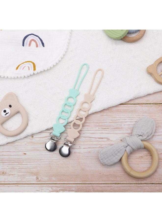 Bebe Mondo Pacifier Clip for Baby Boy Girl Pacifier Holder Silicone Pacifier Clips for Boys Girls Newborn Birthday Baby Shower Soothie - Set of 2 with Metal Clip (Fish) - Image 3