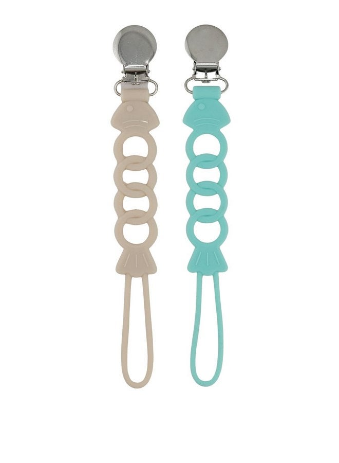 Bebe Mondo Pacifier Clip for Baby Boy Girl Pacifier Holder Silicone Pacifier Clips for Boys Girls Newborn Birthday Baby Shower Soothie - Set of 2 with Metal Clip (Fish) - Image 4