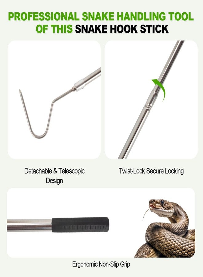 Smarkey Snake Hook, Snake Grabber Tool Heavy Duty with 42 Inch Extensible Stainless Steel, Snake Tongs Stick for Rattlesnake, Copperhead Snake, Ball Python, Rattle, Cobra, Corn, Rosy Boas - Image 3