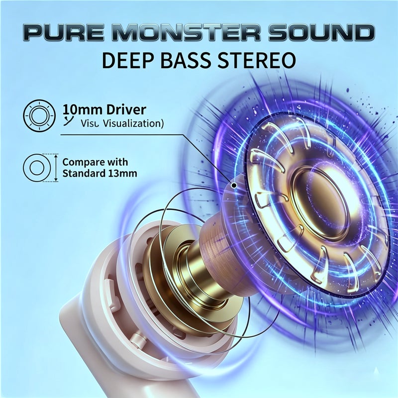Monster XT02 Wireless Earbuds Bluetooth 5.4, -32dB ANC Noise Cancelling Earphones, Deep Bass Stereo, Low Latency Gaming Headphones, 30H Playtime, IPX5 Waterproof, Touch Control for Any Occasion - Image 3