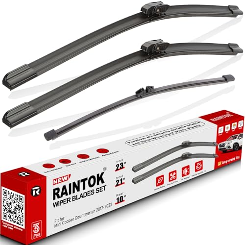 RAINTOK Windshield Wiper Blades Replacement for 2017-2022 Mini Cooper Countryman Original Factory Quality Front Rear Wipers Blade Set for My Car - 23" 21" 10" (Pack of 3) - Image 1