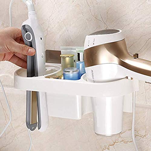 Gopendra Bathroom Hanging Rack Storage Organizer Accessories for Blow Dryer, Curl Iron, Hair Straightener, Brushes Stand Hair Dryer Holder(White) - Image 1