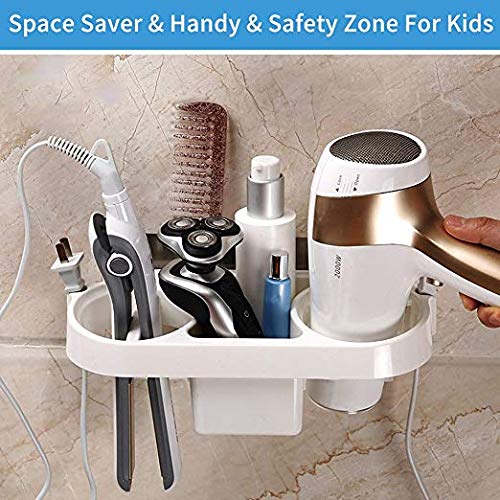 Gopendra Bathroom Hanging Rack Storage Organizer Accessories for Blow Dryer, Curl Iron, Hair Straightener, Brushes Stand Hair Dryer Holder(White) - Image 3