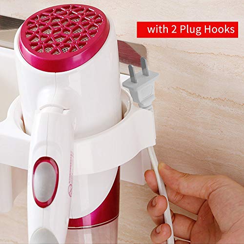 Gopendra Bathroom Hanging Rack Storage Organizer Accessories for Blow Dryer, Curl Iron, Hair Straightener, Brushes Stand Hair Dryer Holder(White) - Image 4