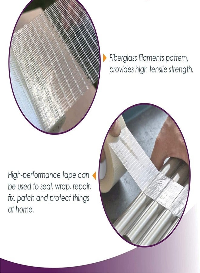 ISAN® Filament Tape Cross Fiber, Strong Transparent Fiberglass Reinforced Tape, Pilfer-Proof for heavy Strapping, Sealing Binding Packaging, 36mm (1.5" Approx) Width X 25Mtr Length (1 Pc.) - Image 3
