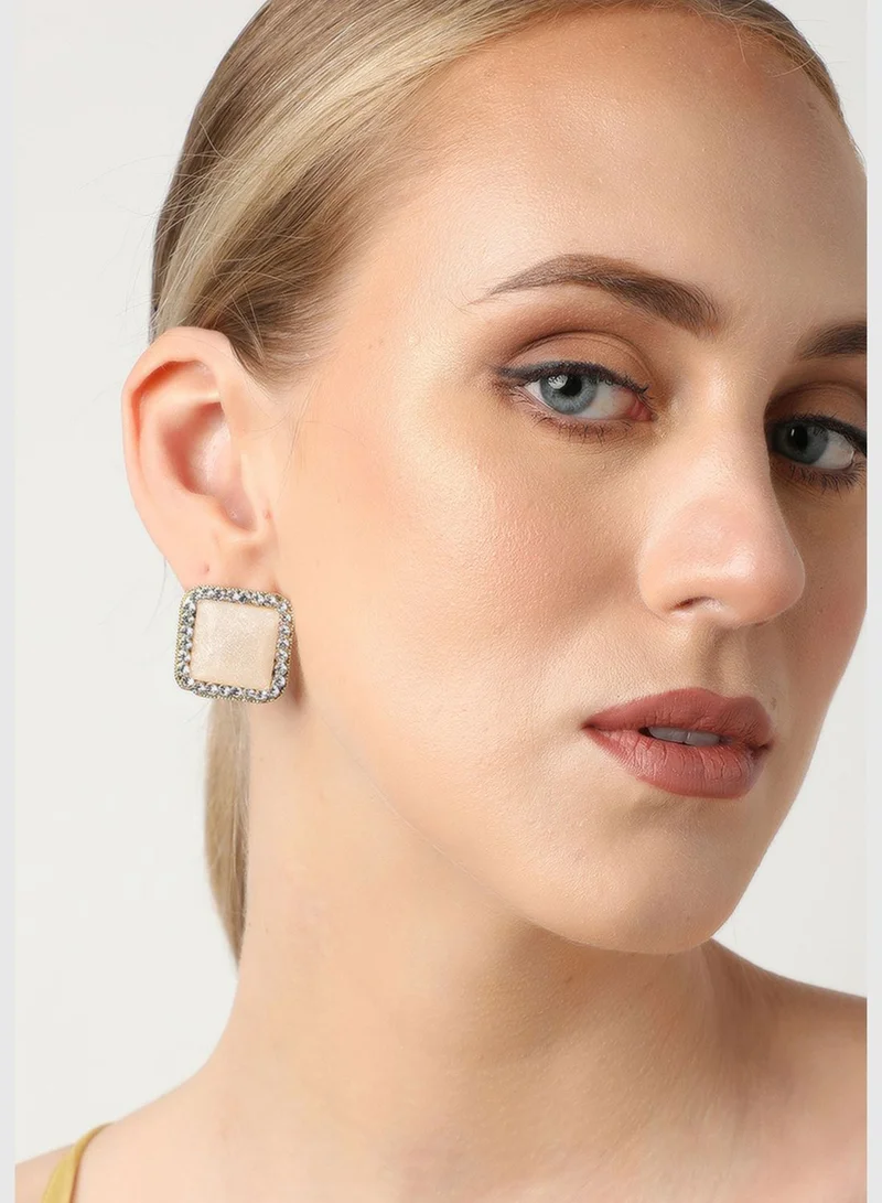 SOHI Gold Plated Party Designer Stone Stud For Women