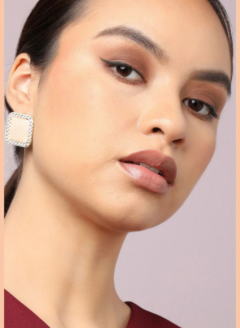 SOHI Gold Plated Party Designer Stone Stud For Women