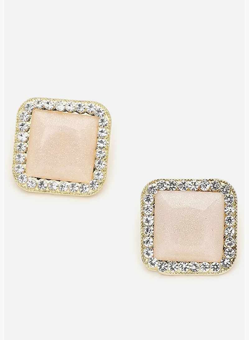 SOHI Gold Plated Party Designer Stone Stud For Women