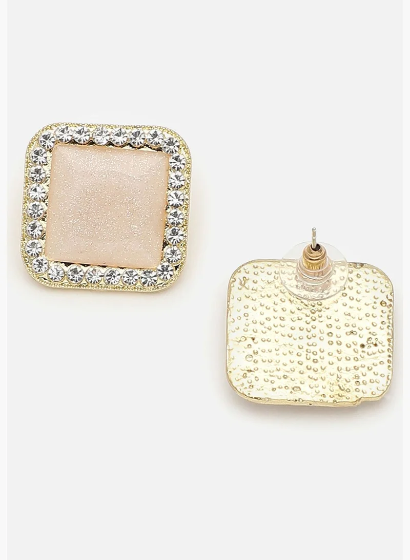 SOHI Gold Plated Party Designer Stone Stud For Women