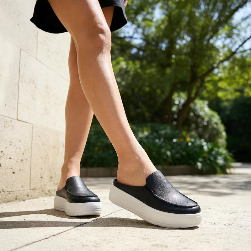 Rihero Slip On Mules for Women Comfortable Black Platform Shoes Lightweight Fall Mules for Business Casual Walking Size 7.5 - Image 2
