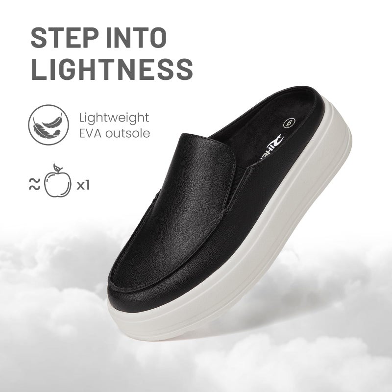 Rihero Slip On Mules for Women Comfortable Black Platform Shoes Lightweight Fall Mules for Business Casual Walking Size 7.5 - Image 5