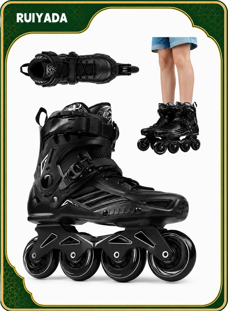 Inline Skates Adult Women And Men Professional Roller Skate Shoes With Ankle Support Adjustable Strap Soft Boot Fit For Skating Roller Derby Street Hockey Size 42