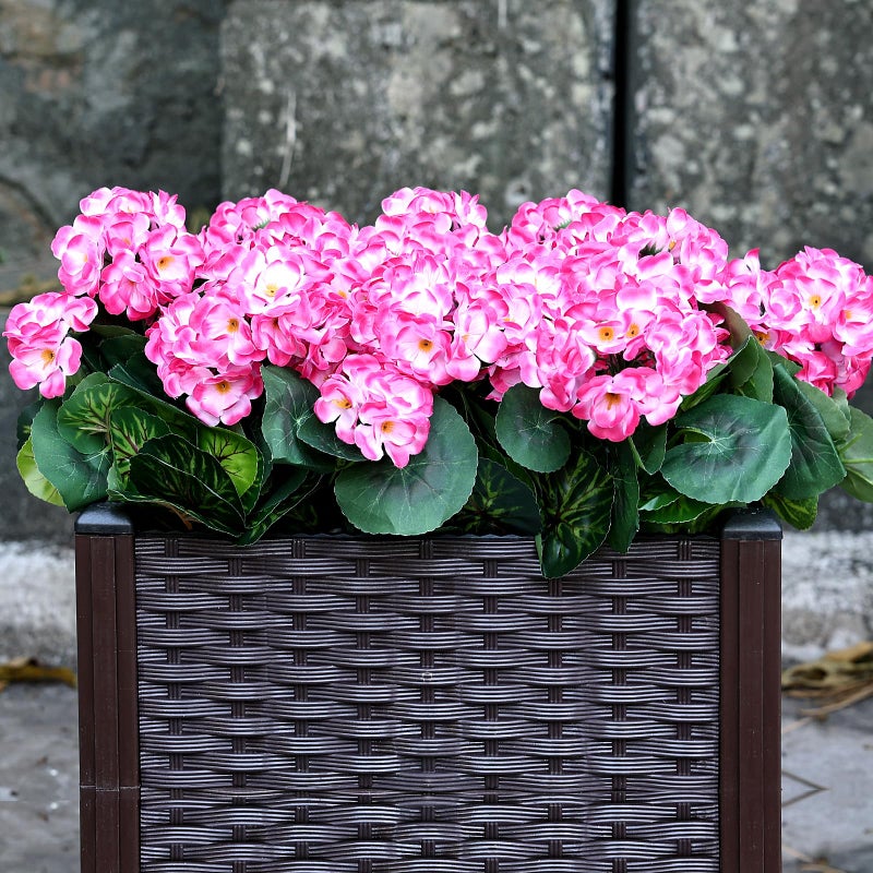 Tobilu Set of 2 Artificial Flowers Potted for Outdoor, Pre-Made Faux Geranium Plants in Pots UV Resistant Pink Silk Fake Flower Large Potted Plant for Gardens Yards Patios Paths Home Decor - Pink - Image 4