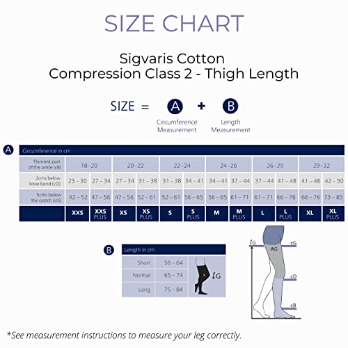 SIGVARIS Medical Compression Stockings - Cotton - Class 2 - Thigh length - For Men and Women (L - Long) - Image 5
