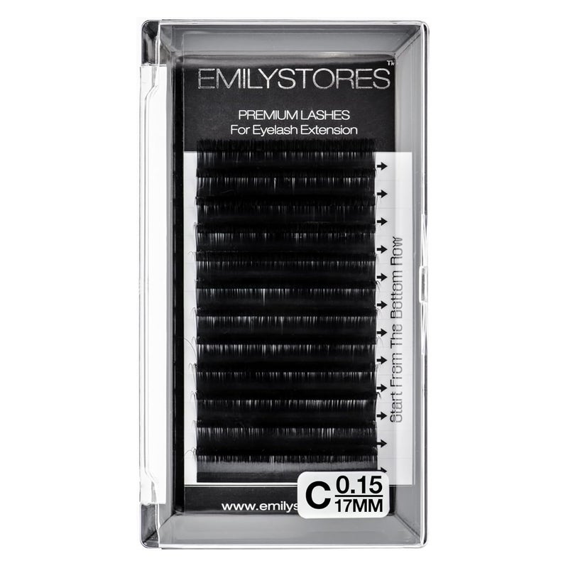 EMILYSTORES Eyelash Extensions 015mm Thickness C Curl 17mm Length Individual Volume Natural Eyelashes For Lash Extensions015C17mm