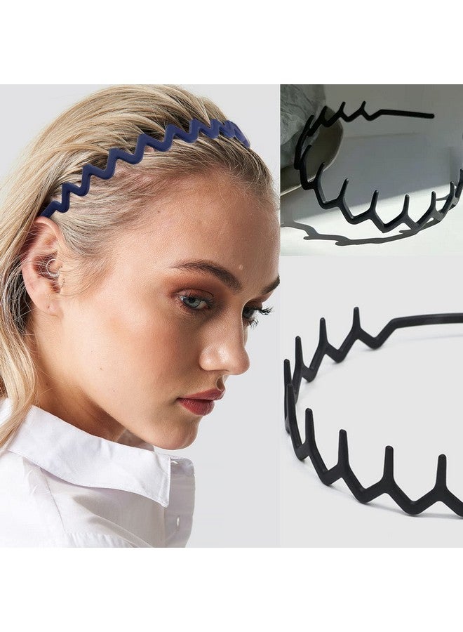 LAPOHI 8 Pcs Non Slip Fashion Effortless Plastic Headbands With Teeth Comb Skinny Hair Bands For Women Men Teen Girls Comb Teeth Morandi - Image 3