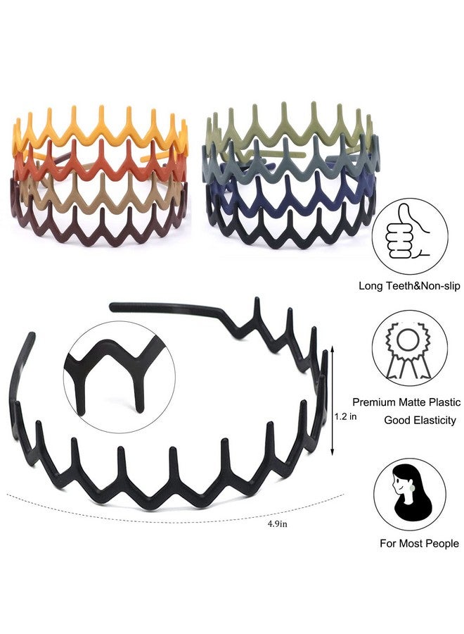 LAPOHI 8 Pcs Non Slip Fashion Effortless Plastic Headbands With Teeth Comb Skinny Hair Bands For Women Men Teen Girls Comb Teeth Morandi - Image 2