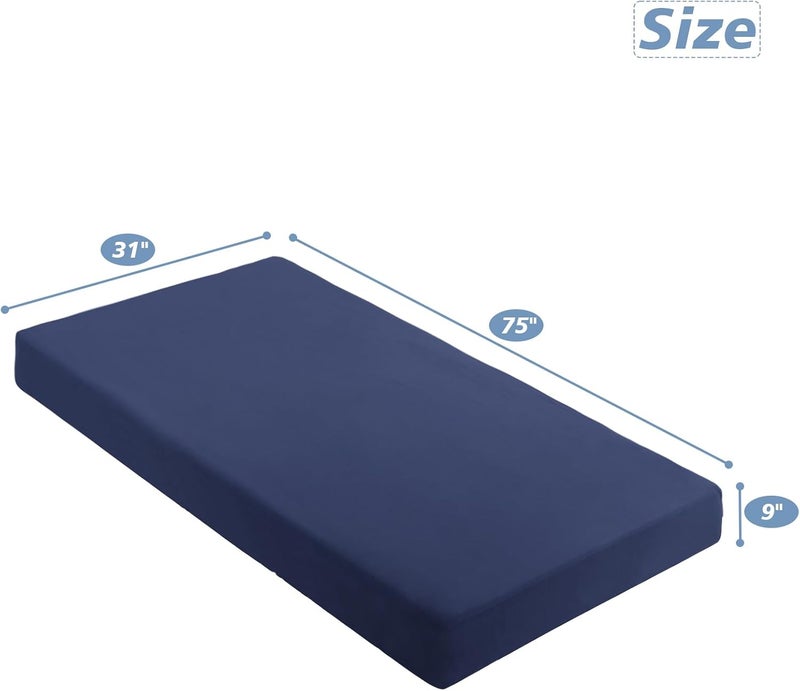 URZGU Cot Sheets 31" x 75", 2 Pack Cot Size Sheet Fitted for Narrow Twin Mattress/RVs Bunk/Guest Beds/Army Cots/Trifold Mattress/Travel Size Mattress, Ultra Soft & Breathable Camper RV Bunk Bed Sheets, Navy - Image 3