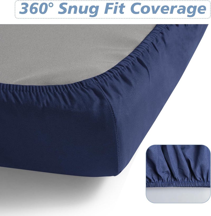 URZGU Cot Sheets 31" x 75", 2 Pack Cot Size Sheet Fitted for Narrow Twin Mattress/RVs Bunk/Guest Beds/Army Cots/Trifold Mattress/Travel Size Mattress, Ultra Soft & Breathable Camper RV Bunk Bed Sheets, Navy - Image 5