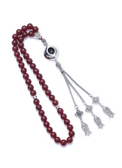Subhati Prayer Beads ( Misbah ) with metal Parts and Agate Stone | 8 MM Beads - 45 Pcs  - Image 2