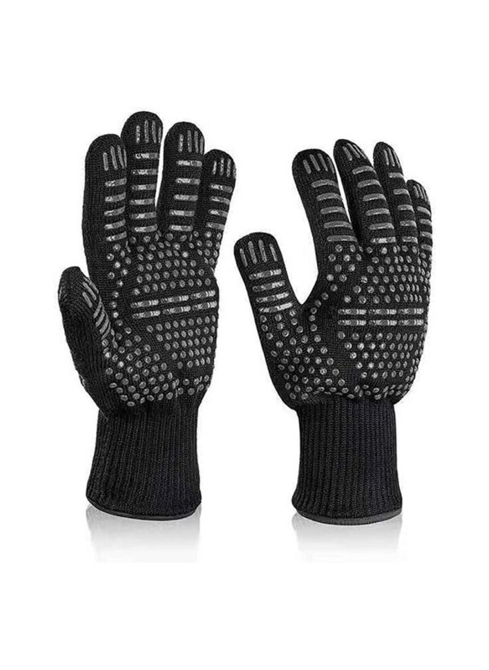 AtrauX BBQ Gloves, Heat Resistant Grilling Non-Slip Oven Gloves with Fingers, Outdoor Cooking Mitts for Barbecue Cooking - 1 Pair (26 cm)  - Image 1