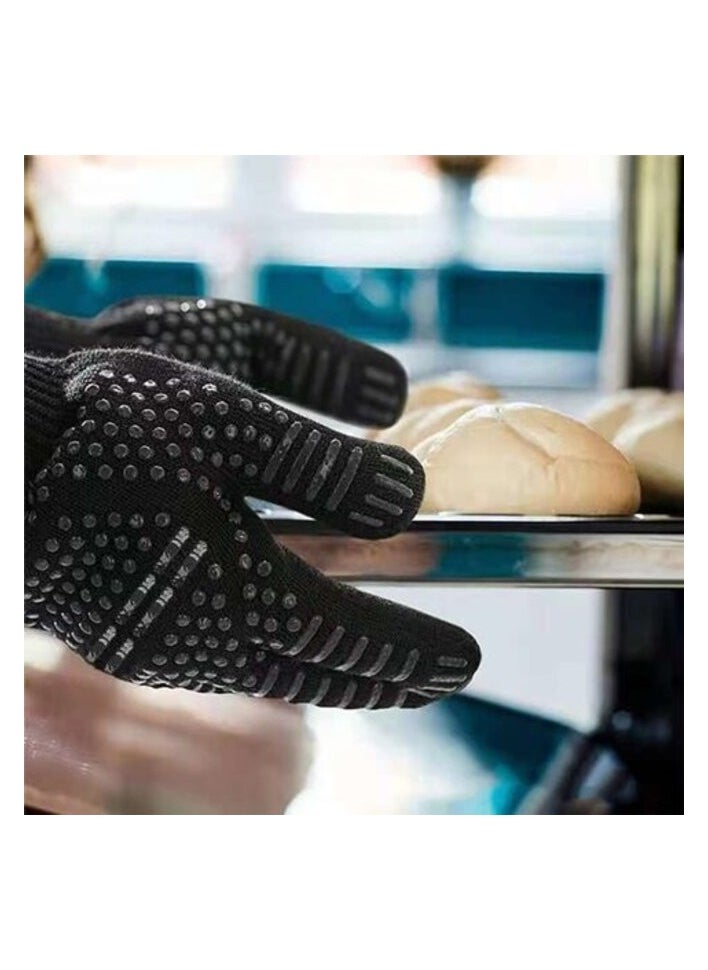 AtrauX BBQ Gloves, Heat Resistant Grilling Non-Slip Oven Gloves with Fingers, Outdoor Cooking Mitts for Barbecue Cooking - 1 Pair (26 cm)  - Image 5