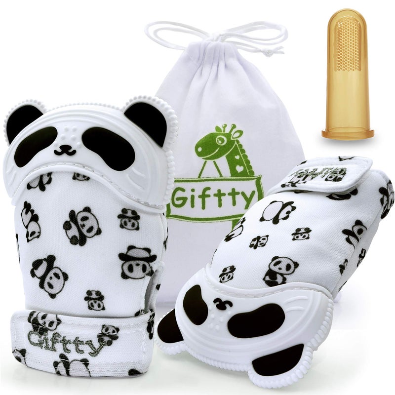 Giftty قفاز عضاضة الأطفال من Giftty - قفاز مضغ للأطفال - لعبة عضاضة مهدئة - تخفيف آلام التسنين - قفاز لمنع الخدوش - مناسب للأطفال من 0-6 أشهر - Image 1